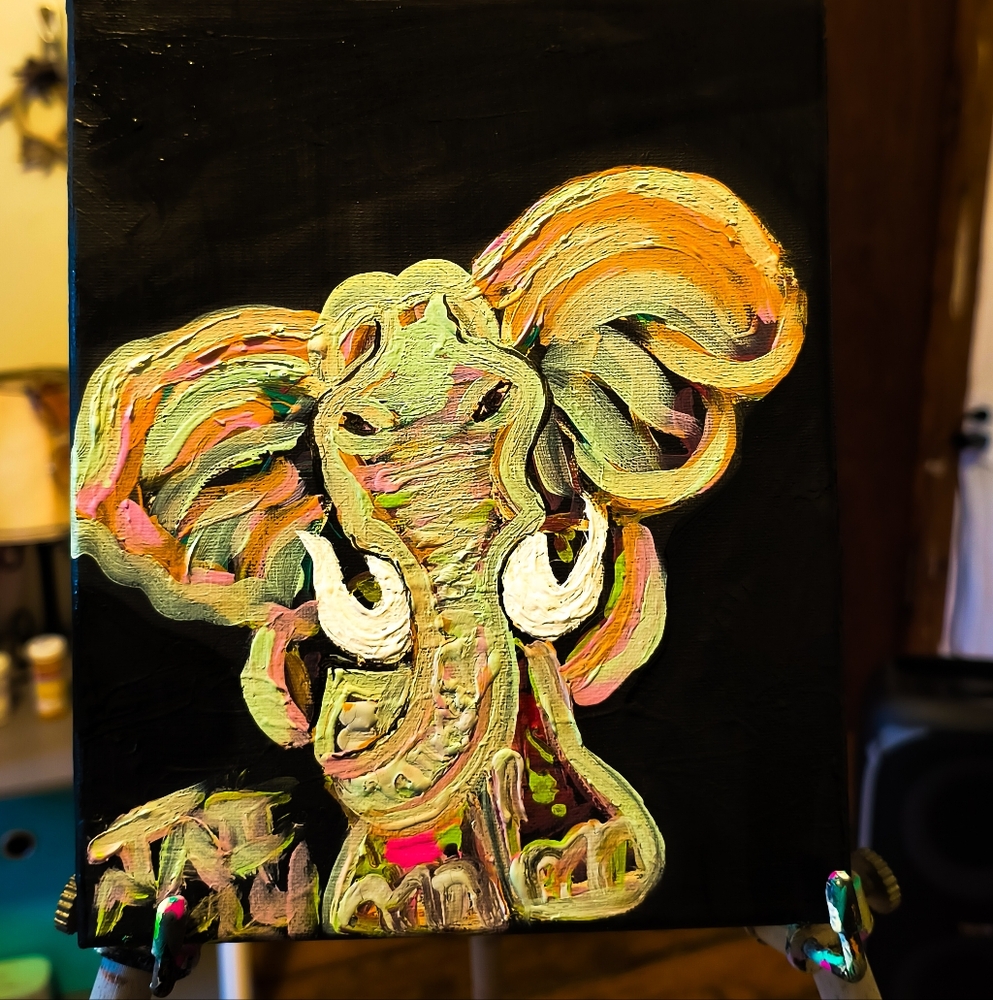 Elephant acrylic painting 8 by 12 canvas